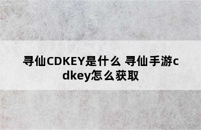 寻仙CDKEY是什么 寻仙手游cdkey怎么获取